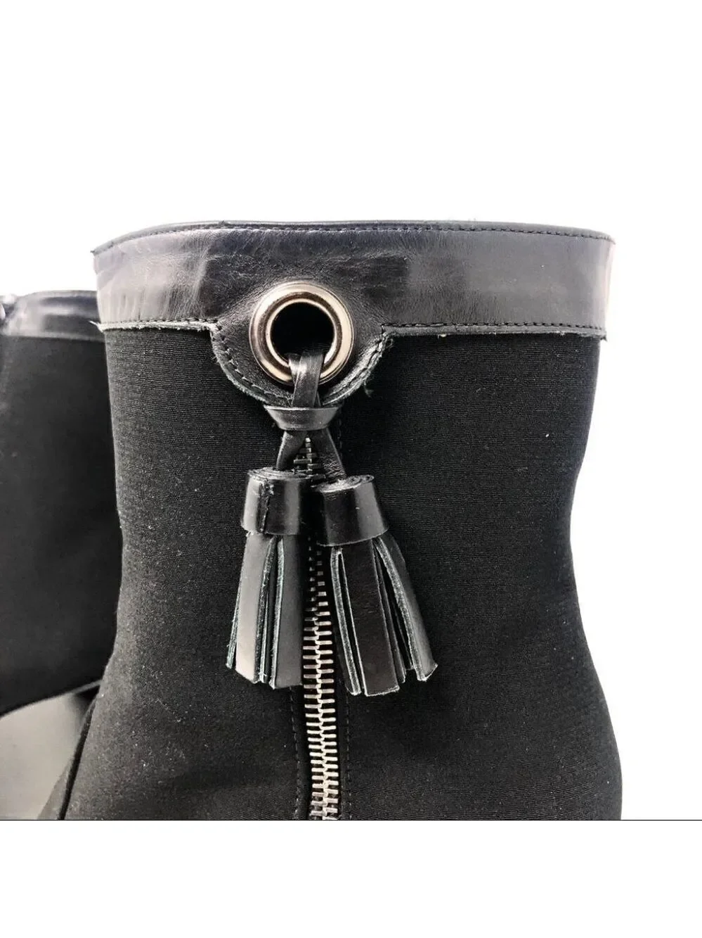 * Stuart Weitzman Gore-Tex Black Wedge Tassel Ankle Boots Size 38/8